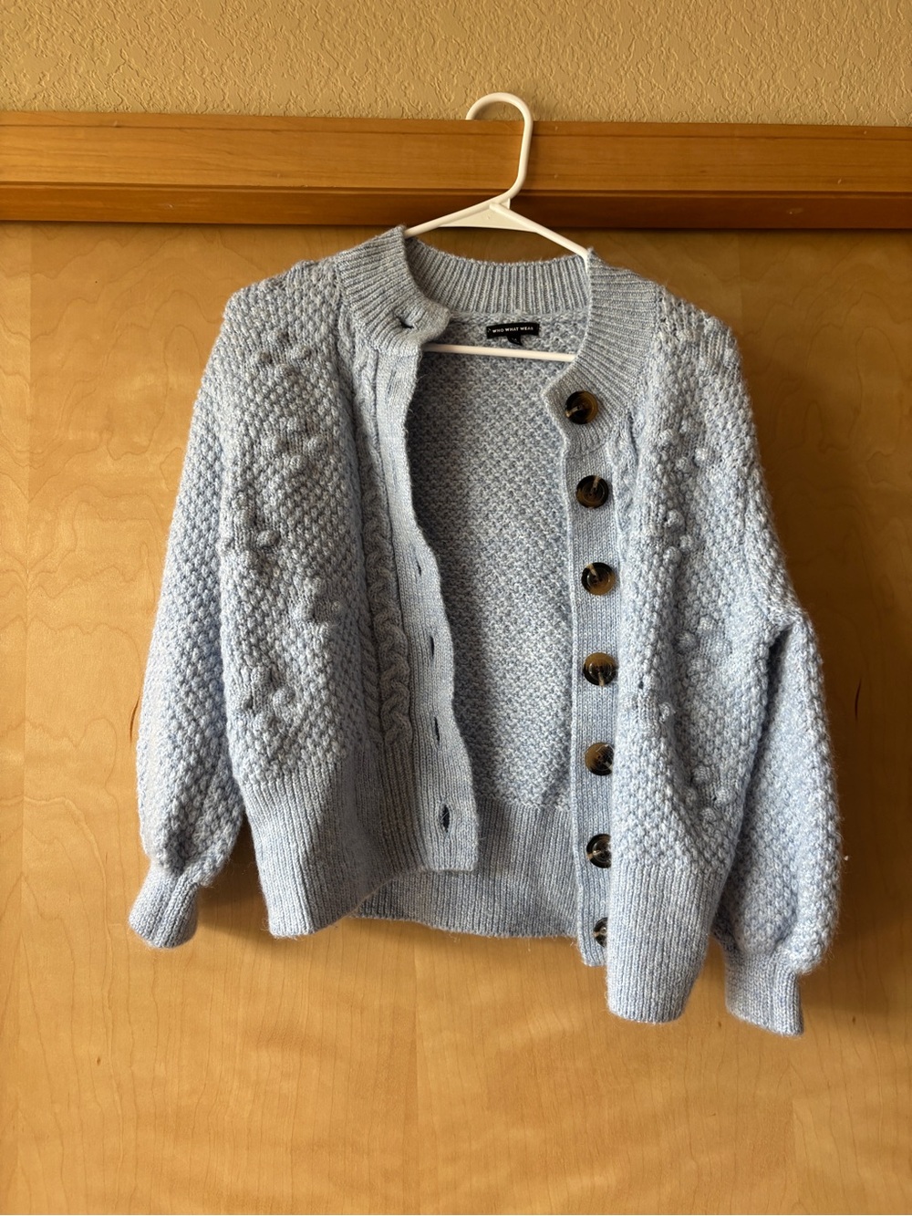 Who What Wear Light Blue Gray Chunky Button-Up Cardigan